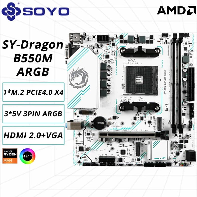 Placa Mãe B550M Soyo Eternal Dragon ARGB Pci 4.0