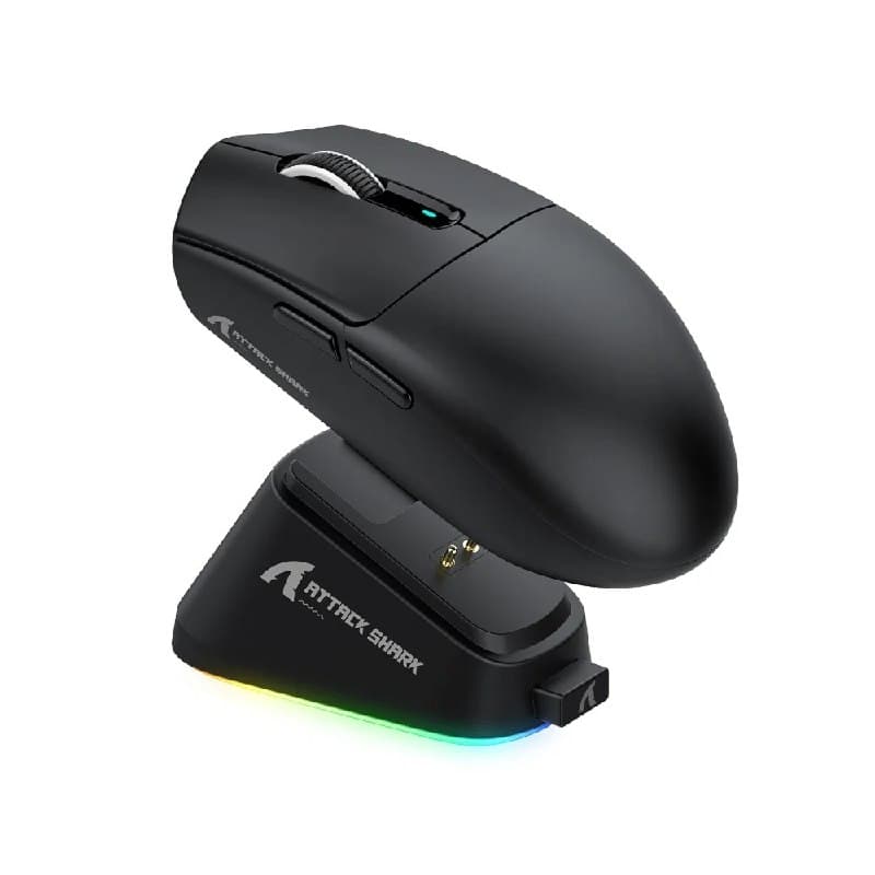 Mouse Gamer Sem Fio Attack Shark G3 Pro, 25000 DPI, Switch Omron, Com Base de Carregamento, Tri-Mode Wireless Bluetooth USB-C, Preto - G3 PRO