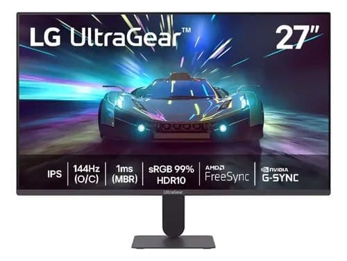 LG UltraGear Monitor Gamer 27" IPS 144Hz (O/C) 1ms (MBR) Full Hd (1920x1080) HDR10 NVIDIA G-SYNC AMD FreeSync, Preto 27g411a