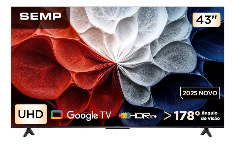 Smart TV Semp 43" LED HVA 4K 3 HDMI HDR10+ Dolby Audio (43S62)