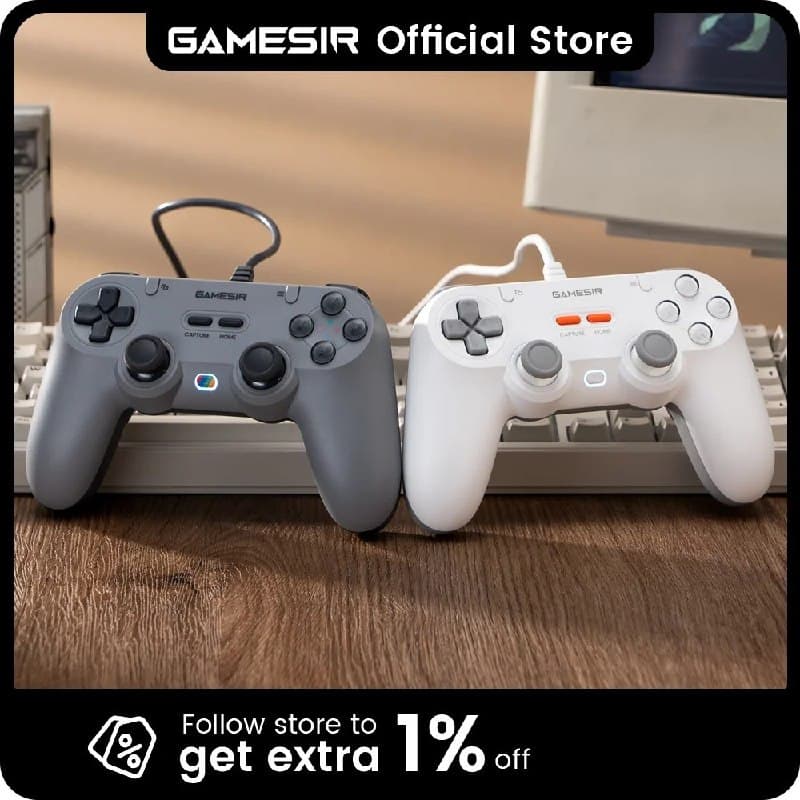 Controle Gamer Retro GameSir Tegenaria Lite, joysticks de efeito Hall, taxa de pesquisa de 1000 Hz, anti-deriva para Nintendo Switch 2, PC, Estilo PS2 PS5 Retrô