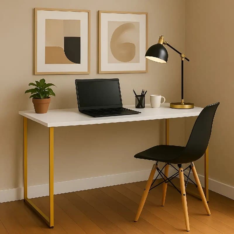 Escrivaninha Industrial Mesa Estudo Aparador Office Aço MDF