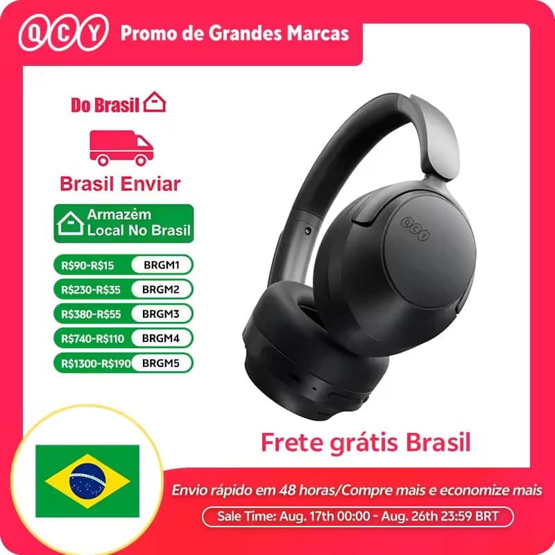 QCY H3S Headphone Bluetooth 6.0 Hi-Res LDAC com ANC Adaptativo -56dB, Áudio Espacial e 102H de Bateria 🎧