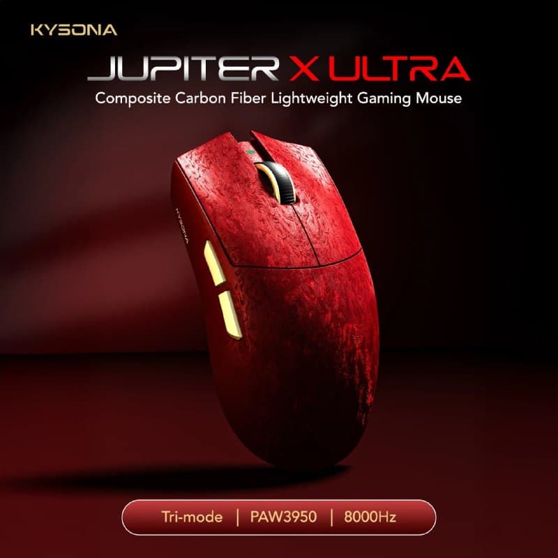 Mouse Sem Fio KYSONA Jupiter X Ultra 3950 54L15, Fibra de Carbono