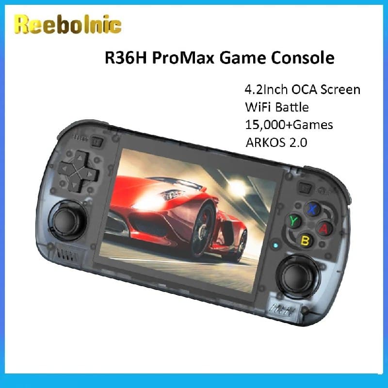 Console Portátil Reebolnic R36H ProMax, 4.2 Polegadas, RK3326, Arkos2.0, 64GB