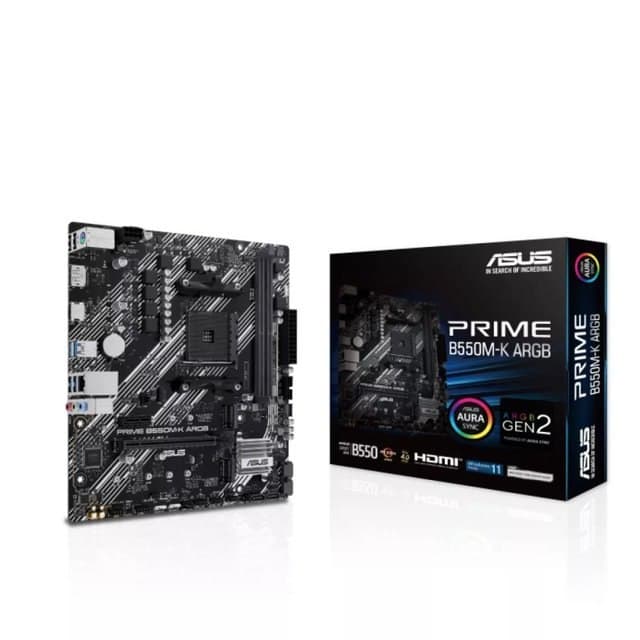 Placa-Mãe Asus Prime B550m-K Argb, Amd Am4, Chipset B550, Micro Atx, Ddr4, PCIe 4.0, 2x M.2, Hdmi, DisplayPort, Preto