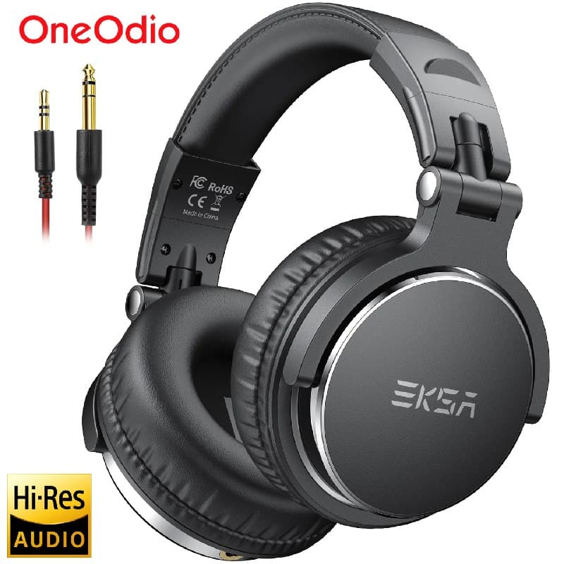 Fones de Ouvido HiFi com Fio Oneodio EKSA P100 3.5/6.35mm, Profissionais, Over Ear, Monitor DJ de Alta Resolução com Microfone para Guitarra