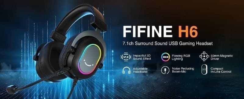 Headset Gamer Fifine H6 Ampligame RGB