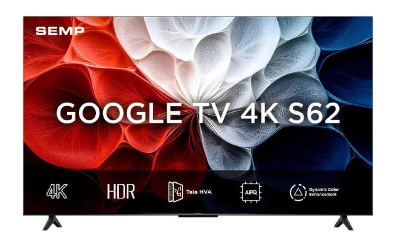Smart TV Semp 43 Polegadas LED Hva 4K S62 WiFi Bluetooth Google TV 3 HDMI HDR10+ Dolby Audio 43S62