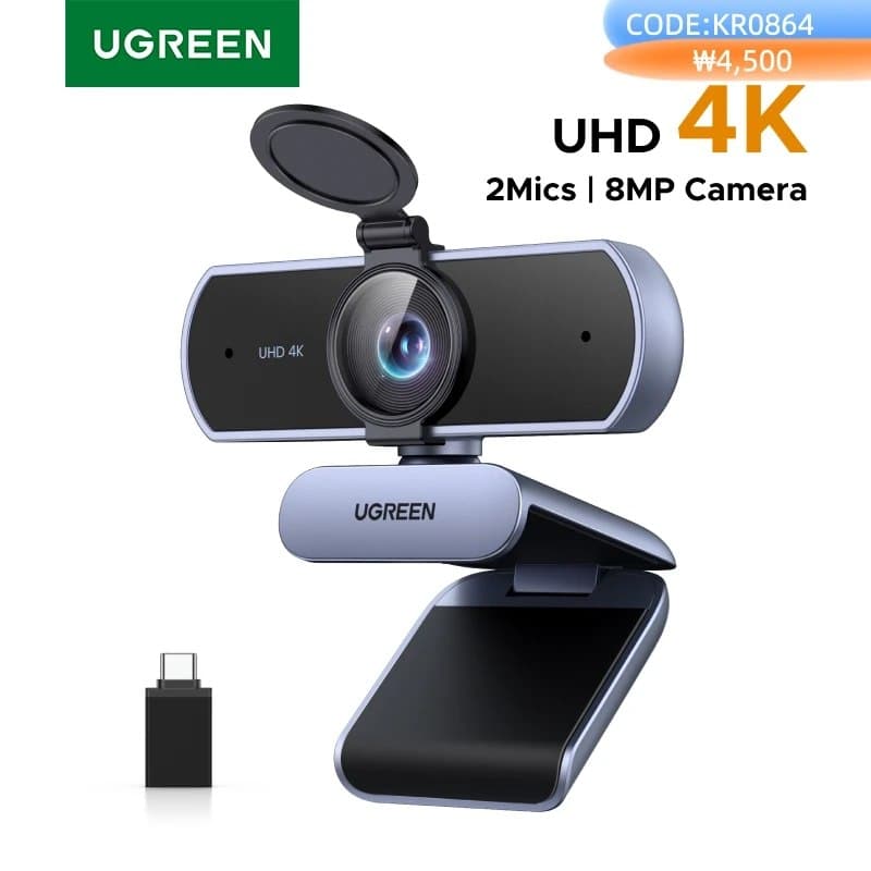 Webcam 4K 8MP, foco automático PDAF, microfones com cancelamento de ruído AI duplos Ugreen.