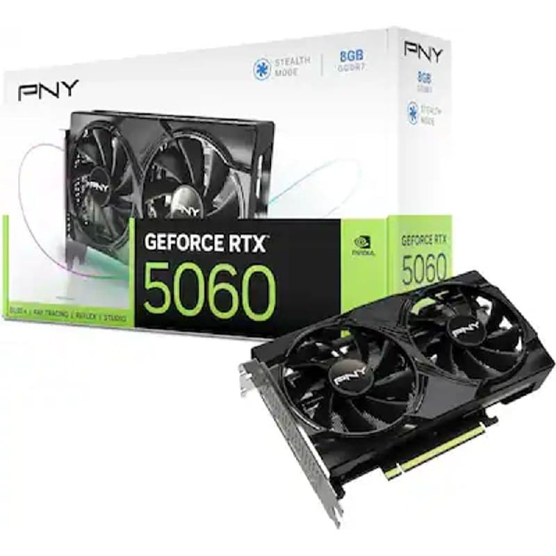 Placa de Vídeo NVIDIA GeForce PNY RTX 5060 8GB DUAL FAN OC Blackwell- VCG50608DFXPB1-O
