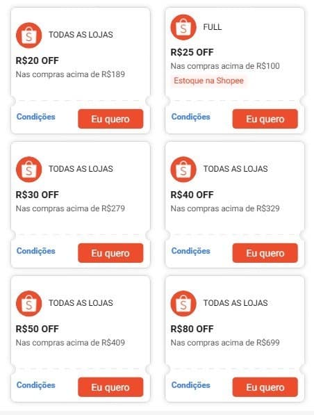 Dia de cupons Shopee!