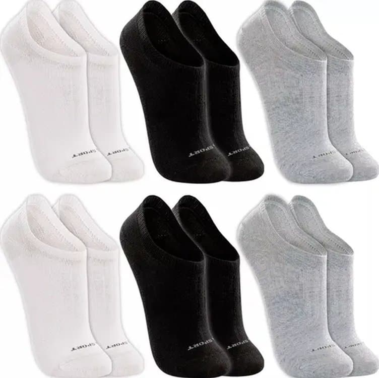 Kit 6 Pares Meias Lupo Sapatilha Invisível Sport Original (4 cores)