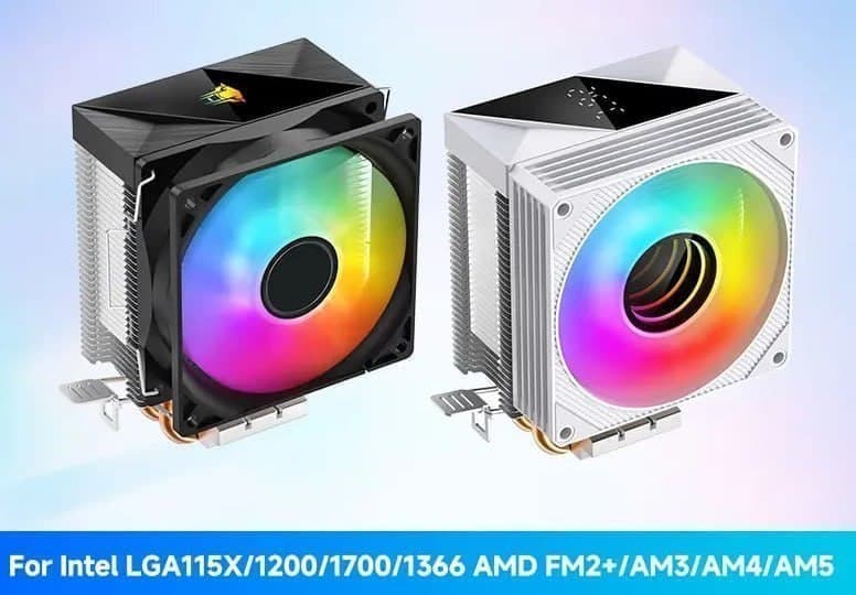 Air cooler Jungle Leopard K200 KF200 Digital RGB, preto/branco, 2 heat pipes 90mm