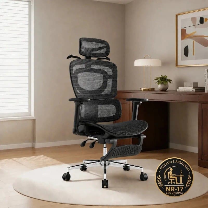 Cadeira De Escritório Ergonômica Giratoria Nr17 Malha Respirável Cor Preto P04 Corsair