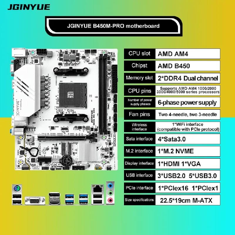 Placa-mãe JGINYUE B450M PRO ARGB