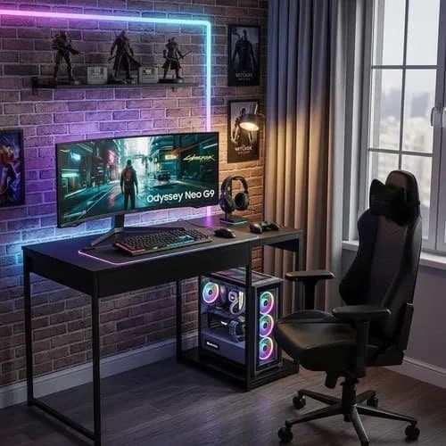 Escrivaninha Gamer Mesa Para Computador Com Suporte Para Cpu Preto 110cm