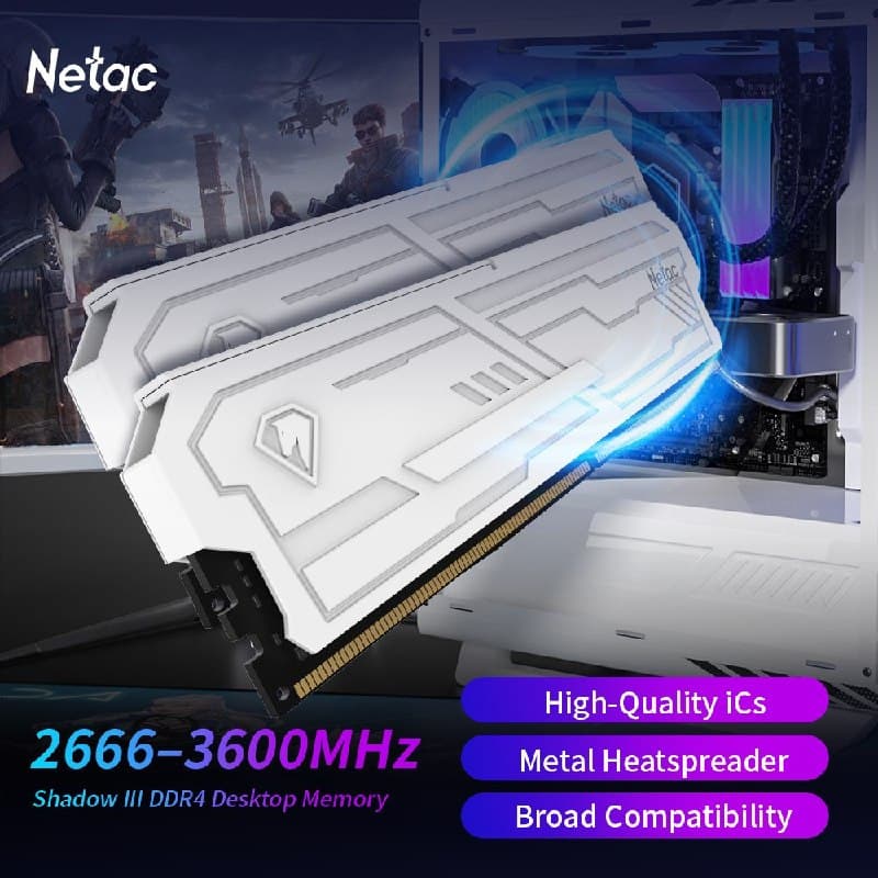 Memória Netac 2 x 8GB 3200 Mhz Branca