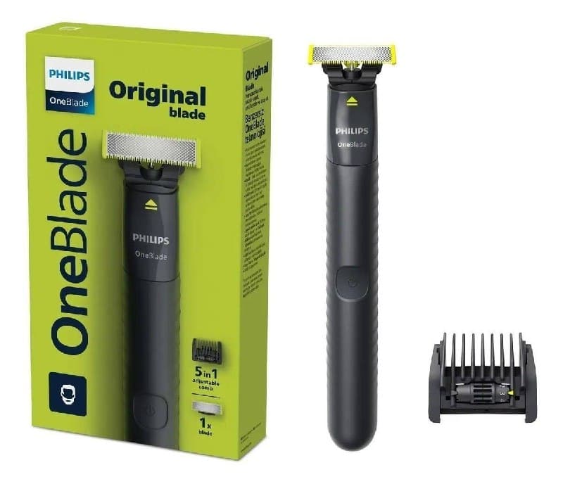 Barbeador e Aparador Elétrico Philips OneBlade com Pente 5 em 1, Sem Fio e À