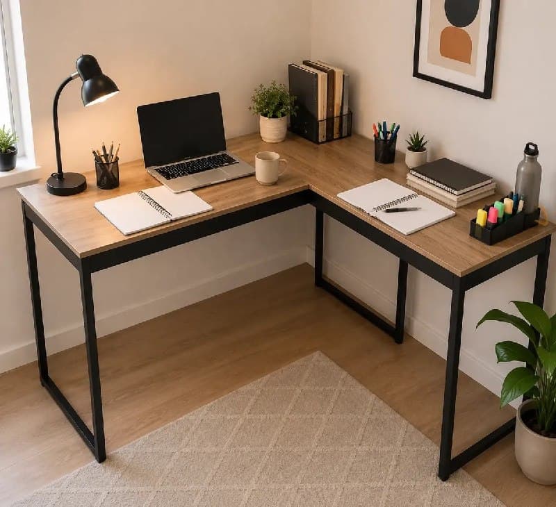 Mesa Escrivaninha Em L Industrial Preta Setup Multiuso