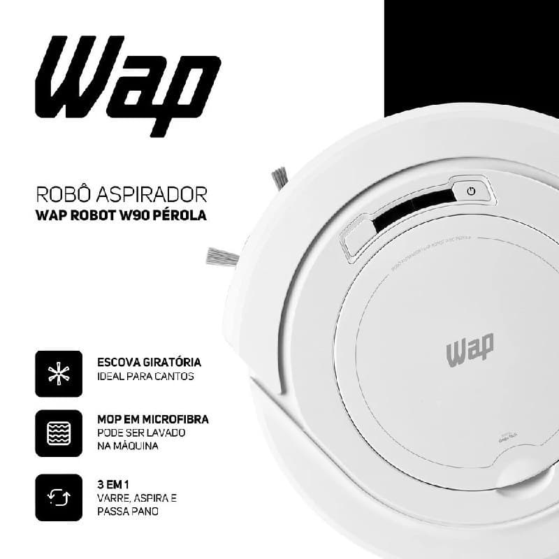 Robô Aspirador de Pó WAP Robot W90 Pérola Bivolt