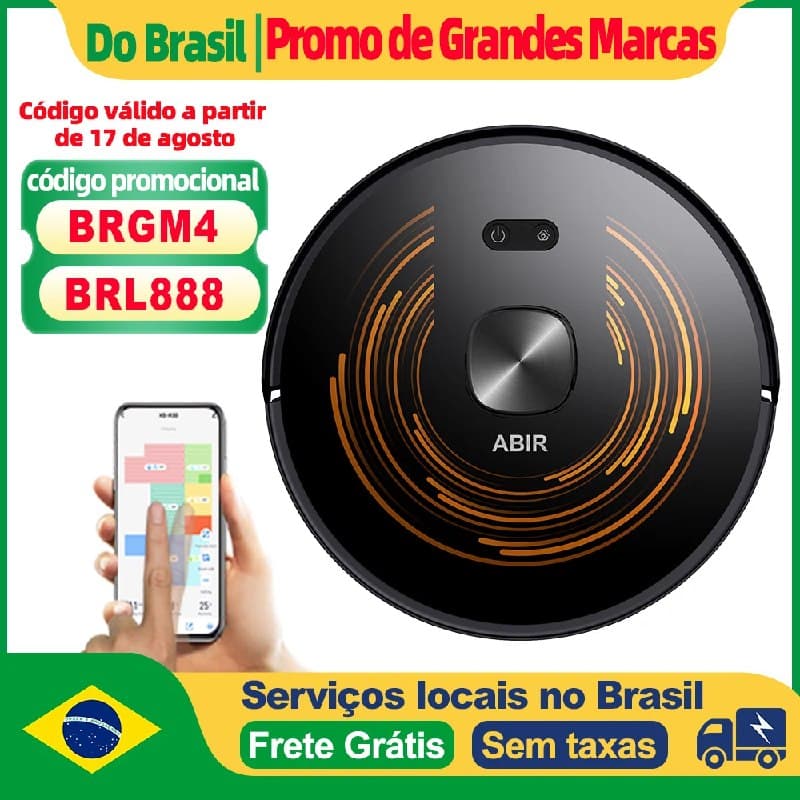 Robô Aspirador ABIR X9 Sucção 6500PA, Limpeza UV, mapeamento.