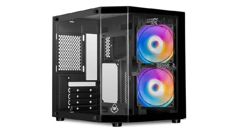 Gabinete Gamer Aquário Mancer CV700M, Mini-Tower Lateral de Vidro Com 2 Fans Preto Mcr-CV700M-Bk-2F