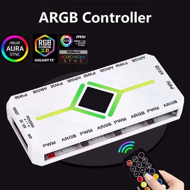Controladora ARGB 3 em 1 5V 3 Pinos com Controle, Magnética PWM 4 Pinos, 9 Portas