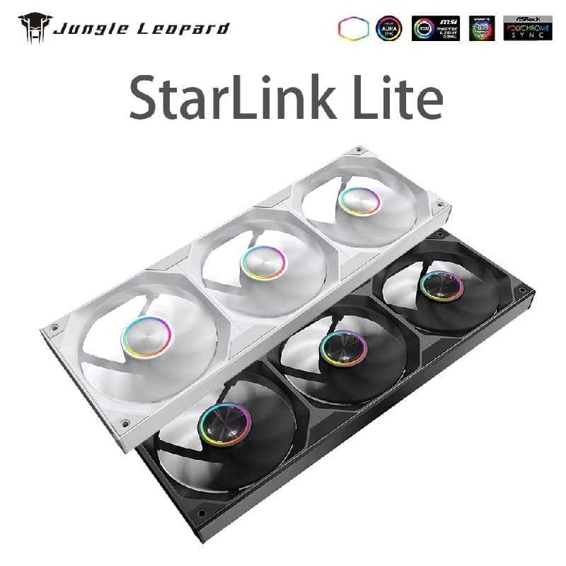 Kit Fans Jungle Leopard 360mm ARGB PWM com Efeito de Espelho Infinito, Starlink 360