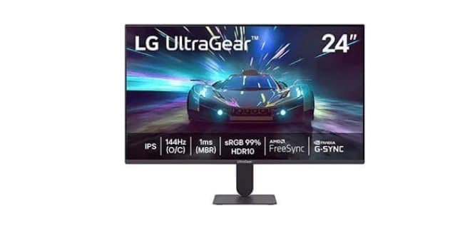 LG UltraGear Monitor Gamer 24" IPS 144Hz (O/C) 1ms (MBR) Full HD (1920x1080) HDR10 NVIDIA G-SYNC AMD FreeSync, Preto - 24G411A