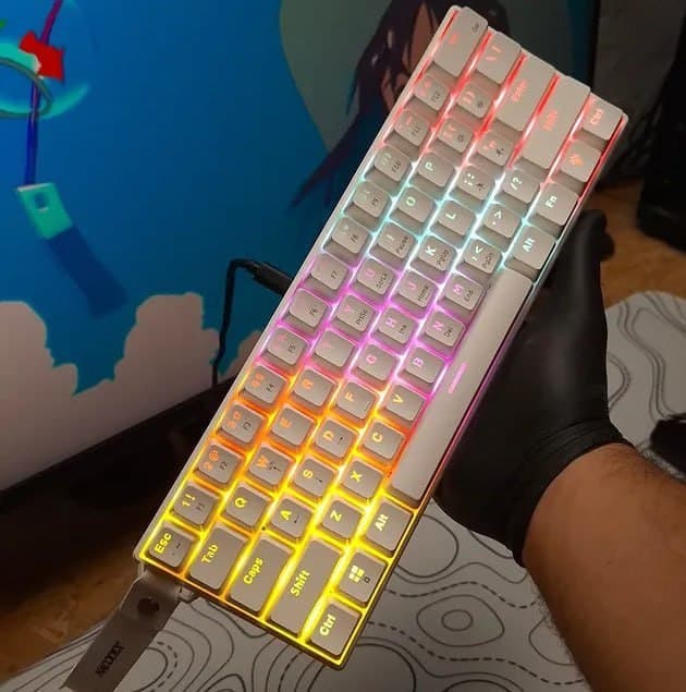 Teclado Mecânico Ajazz Nk61 60% Rgb Com Fio Branco Inglês Us