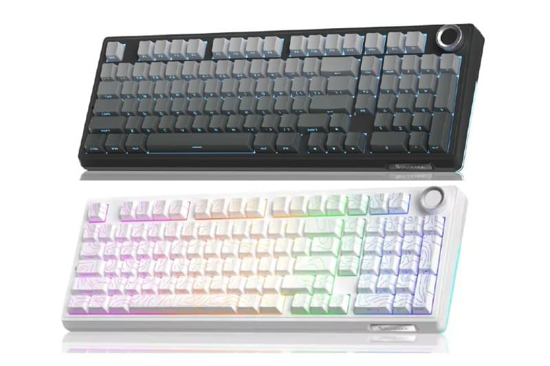 Teclado Mecânico Sem Fio SOLAKAKA Ki99 Pro 99 Teclas Tri-mode Hot Swap RGB 10000mAh