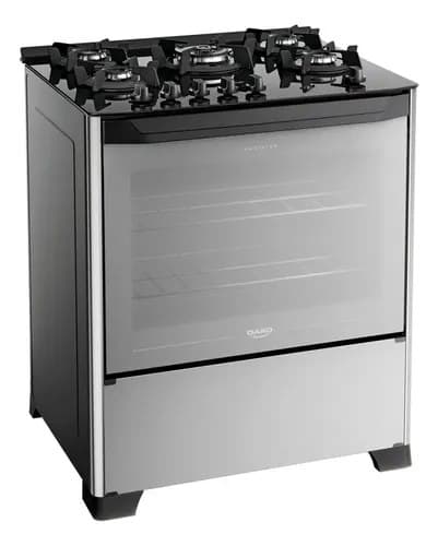 Fogão 5 Bocas Dako Magister Style Com Frente Espelhada Mesa de Vidro e Tripla Chama Bivolt