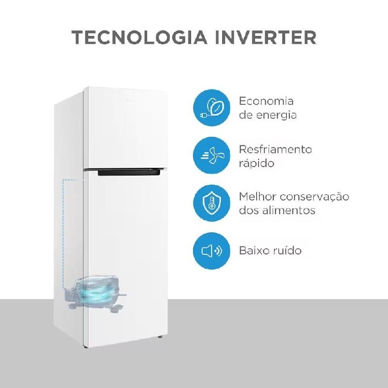 Geladeira Inverter Midea Cycle Defrost Duplex Branca 410L Rt554 - 110V
