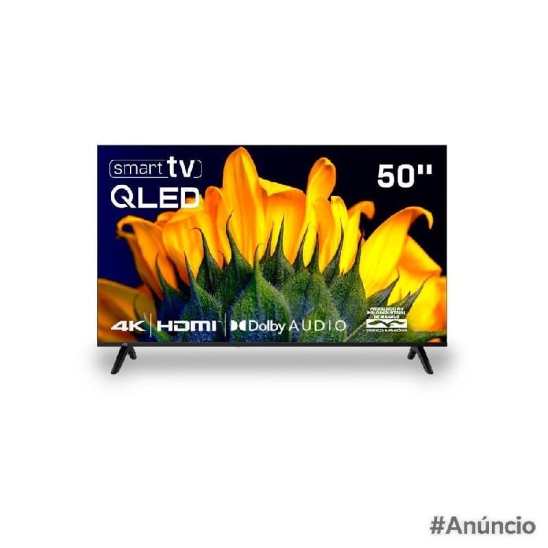 Smart TV HQ QLED 50 Polegadas HQ-QLED50SM 4K Wi-Fi Bluetooth, Dolby Audio, Apps, Netflix, YouTube e Prime Video, 3 HDMI