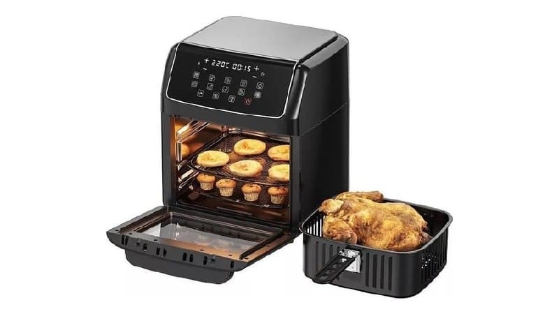 Fritadeira Air Fryer Oven Gaabor 12L Digital Preta 2000W com Janela, Luz Interna e Funções Forno