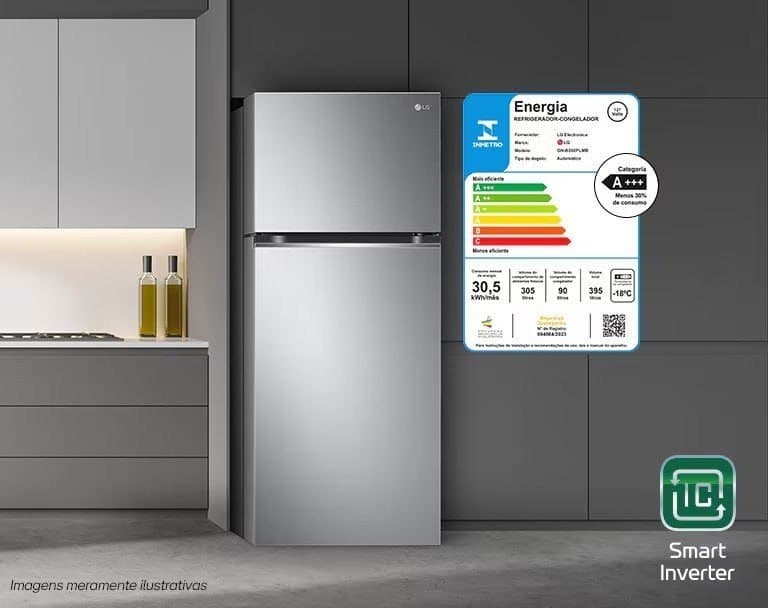 Geladeira Lg Frost Free Inverter 395L Duplex Cor Inox Look (Gn-B392plm) 10 Anos de Garantia no Compressor Eficiência A+++