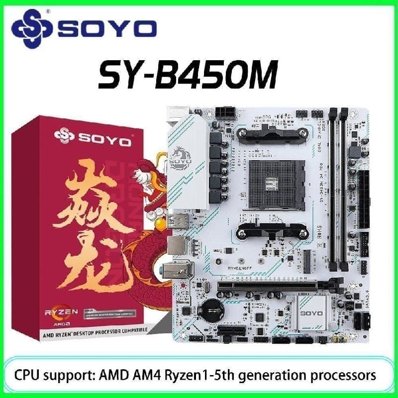 Placa mãe Soyo B450M am4 branca