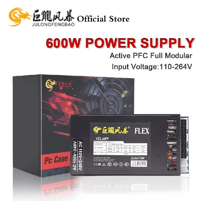 Fonte Flex Atx 600w modular completo 1u flex atx psu, Pfc ativo 110-264v ENP-7660B para Pc mini itx