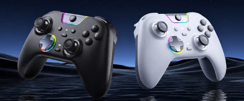 Controle Sem FIo EasySMX X05 Pro RGB, Hall Effect, Botões Programáveis, Conexão Tri Mode, 1000hz & 1000mAh