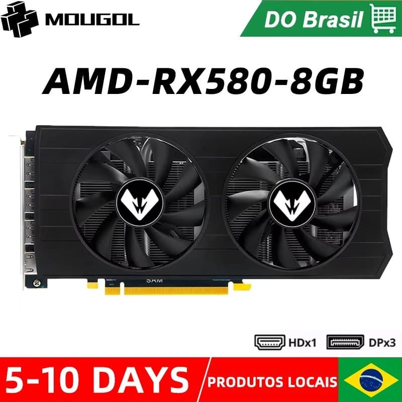 RX 580 Mougol 8GB Placa De Vídeo AMD Radeon rx580 (usada)