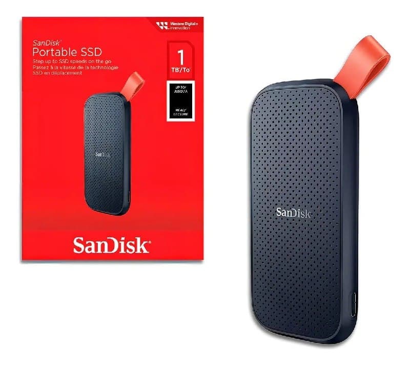 Ssd Externo Portátil 1Tb Interface Usb 3.2 SanDisk Sdssde30-1T00 Velocidade de Leitura Até 800Mb/s Preto