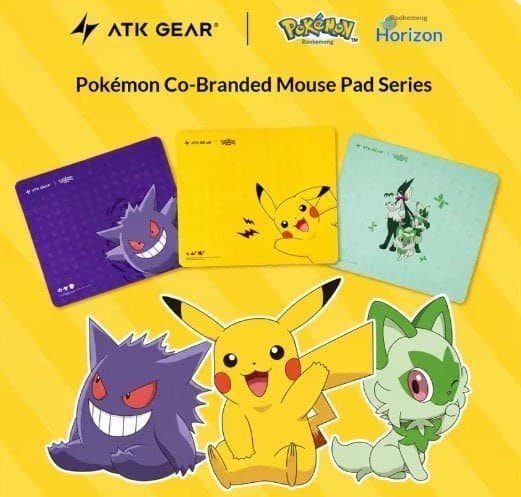 Mousepad ATK Pokemon Collab, PIkachu, Gengar, Sprigatito