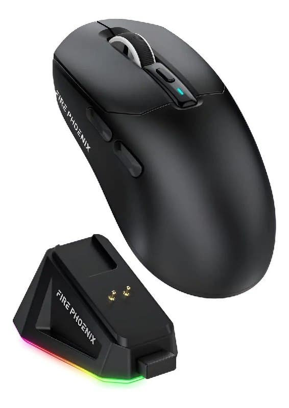 Mouse Com Dock Sem Fio Fire Phoenix 24000dpi Paw3311 Bk-r3x Cor Preto