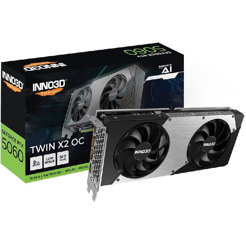 Placa de Vídeo NVIDIA GeForce INNO3D RTX 5060 8GB TWIN X2 OC V2 GDDR7