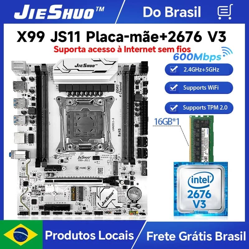 Kit X99 Jieshuo JS11 White Argb + Xeon 2676 V3 1x16GB DDR3