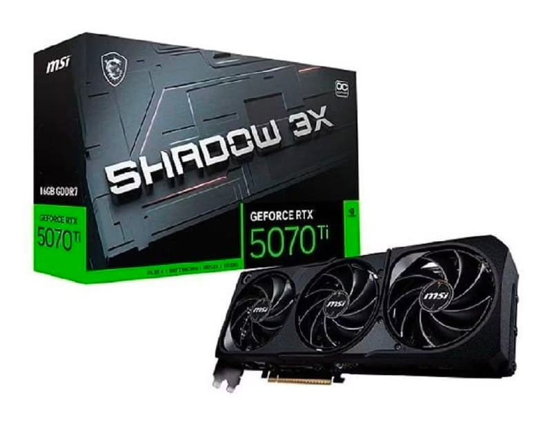 Placa de Vídeo NVIDIA GeForce MSI RTX5070TI 16GB GDDR7 256ITS SHADOW 3X