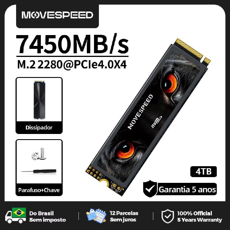 SSD NVME 4TB MOVESPEED M2 GEN4 Pci 4.0 4 TB