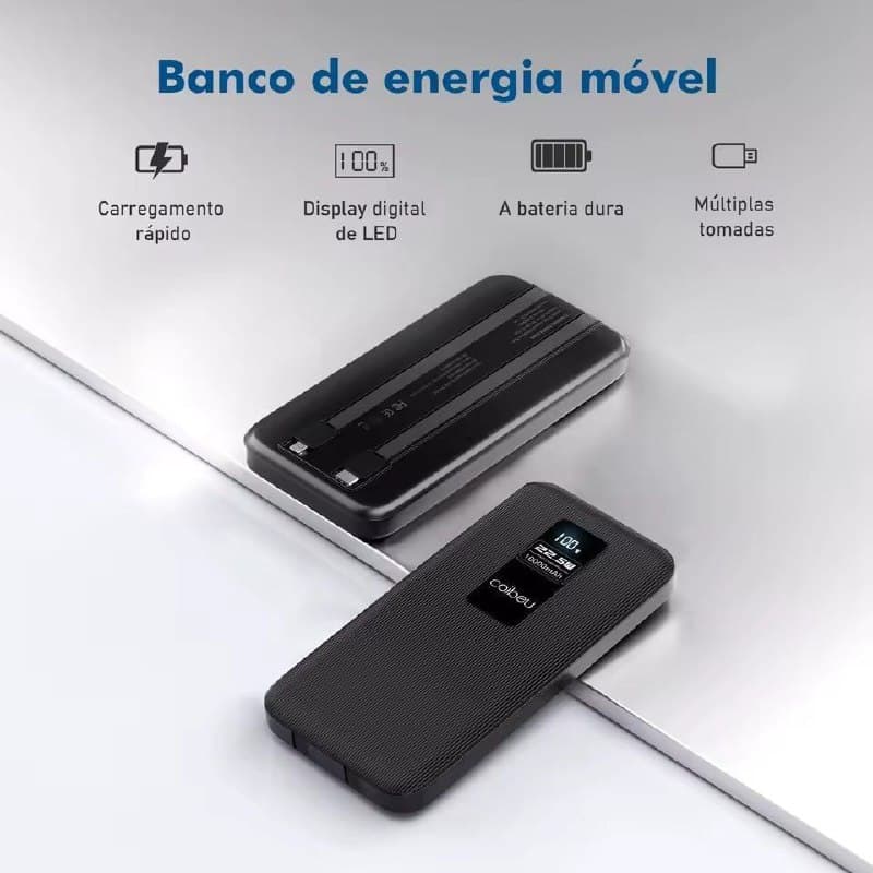 Powerbank Coibeu 22.5W, Lightning e Tipo-C (App)