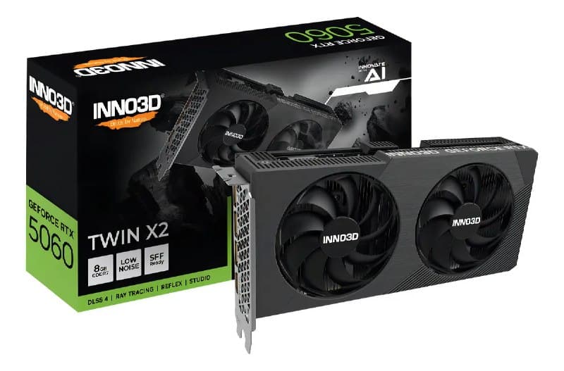 RTX 5060 Placa de Vídeo INNO3D GeForce RTX5060 Twin X2 8GB GDDR7 128-bit
